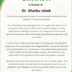 AgriSpark Incubation Programme Citaion Dr Ishak